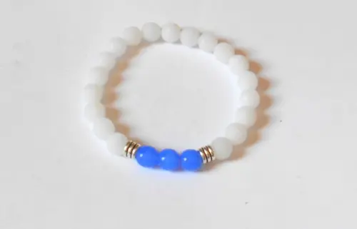 Pulseira Branco e Azul Contas de Cristal Jablonex/ Preciosa