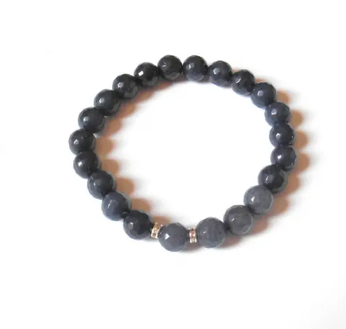 Pulseira Jade Safira Facetada e Cristais