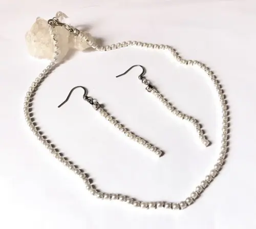 Conjunto Choker Colar e Brincos com Perola Abs