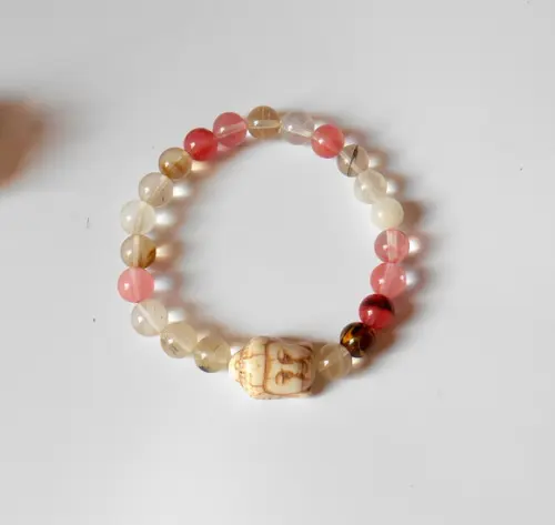 Pulseira Japamala com quartzo melancia 21 contas