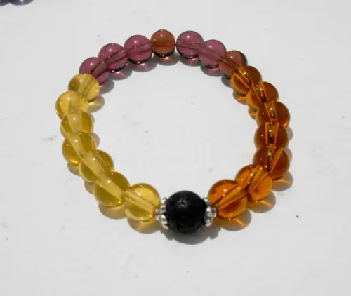 Pulseira Japamala 21 contas cristal e lava vulcãnica