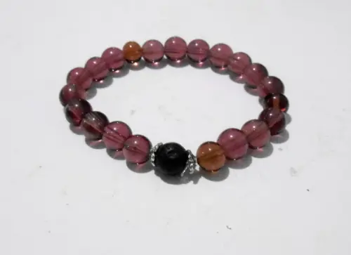 Pulseira Japamala 21 contas cristal e lava vulcãnica