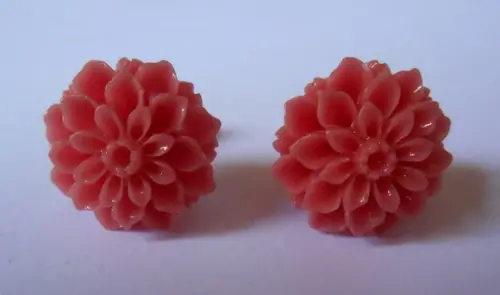 Brinco Prata 925 e flor ( crisântemo)