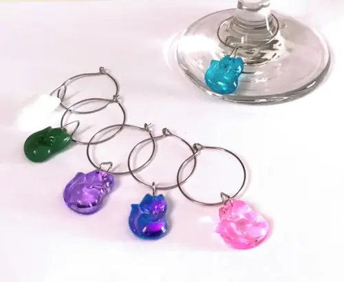 Marcadores de Taça com Raposas Cristal Coloridos 6 Peças