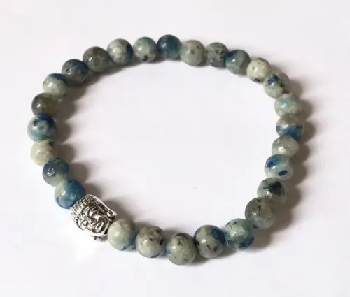 Pulseira Japamala 27 Contas Paspe Azul / Cinza e Meru Buda