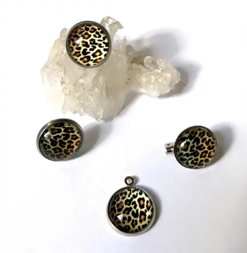 Brincos Pino e Pingente e Broche Animal Print
