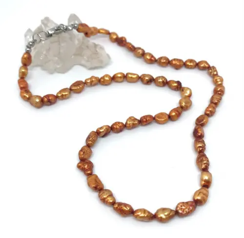 Choker Perolas Barrocas Oval Cobre 6 mm