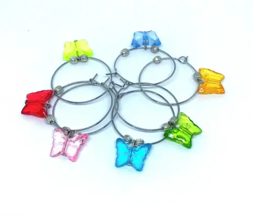 Marcadores de Taça Mini Borboletas Acrilico com 7 Aros