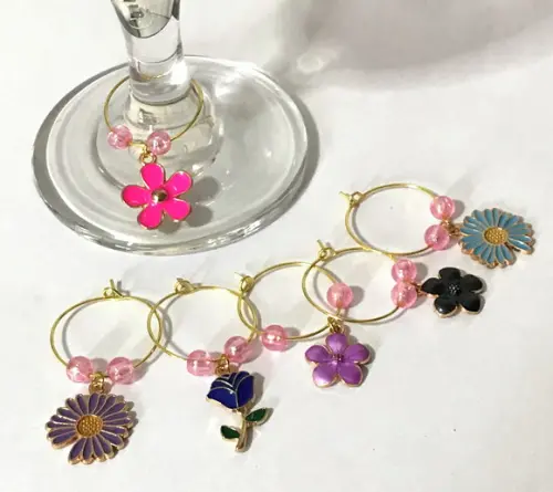 Marcadores de Taça Esmaltado - com 6 / Flores