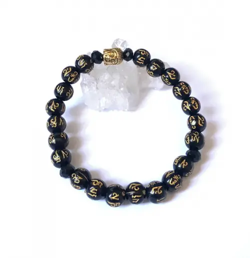Pulseira Japamala 27 Contas Mantra de Buda e Meru Buda