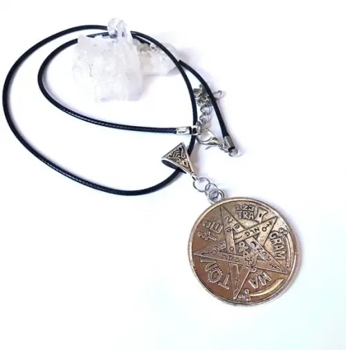 Cordão Colar com Pingente Tetragrammaton Amuleto Prateado