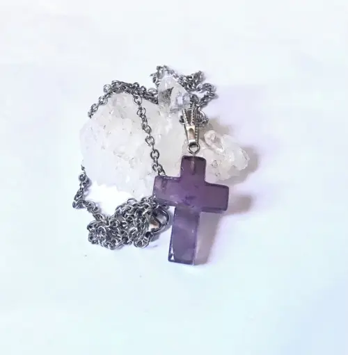 Corrente Aço Inox com Pingente Crucifixo em Pedra
