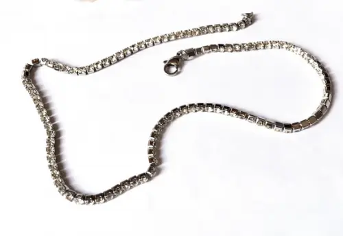 Choker Colar Corrente em Aço Inoxidável com Zirconias
