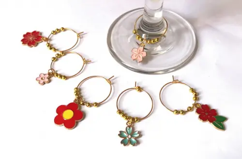 Marcadores de Taça Esmaltado - com 6 / Flores
