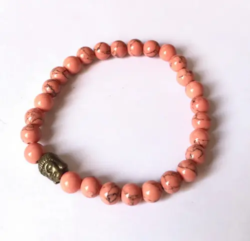 Pulseira Japamala 27 Contas Howlita e Meru Buda