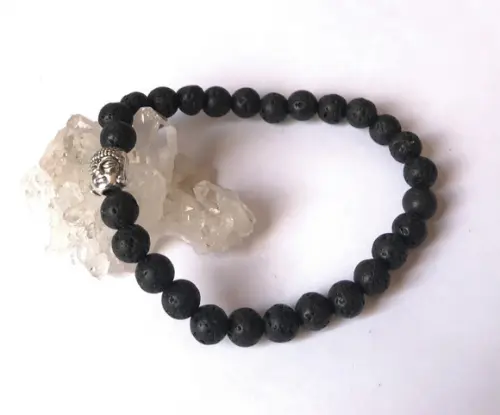 Pulseira Japamala 27 Contas Pedra Vulcanica e Meru Buda