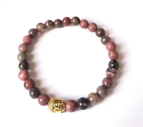 Pulseira Japamala 27 Contas Rodonita e Meru Buda