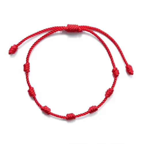 Pulseira Vermelha 7 Nós Kabbalah Sorte e Protecao Kit com 3