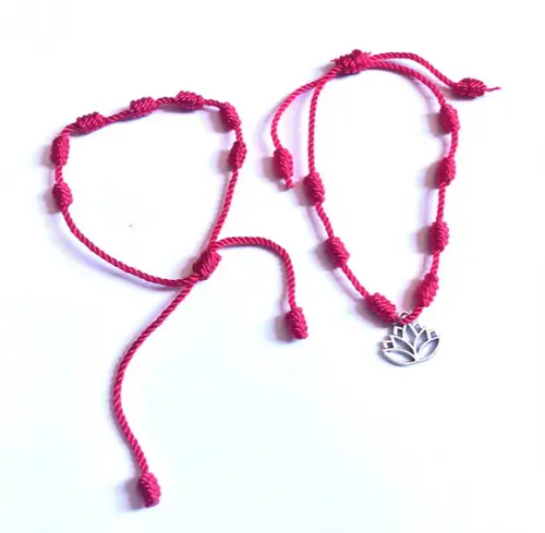 Pulseira Vermelha 7 Nós Kabbalah Sorte e Protecao Kit com 2
