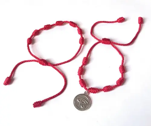 Pulseira Vermelha 7 Nós Kabbalah Sorte e Protecao Kit com 2