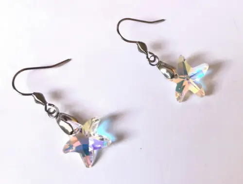 Brinco Estrela de Cristal Ab e Aço Inoxidável