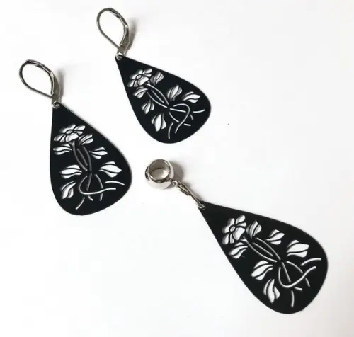 Conjunto Brincos e Pingente Gota e Aço Inoxidavel