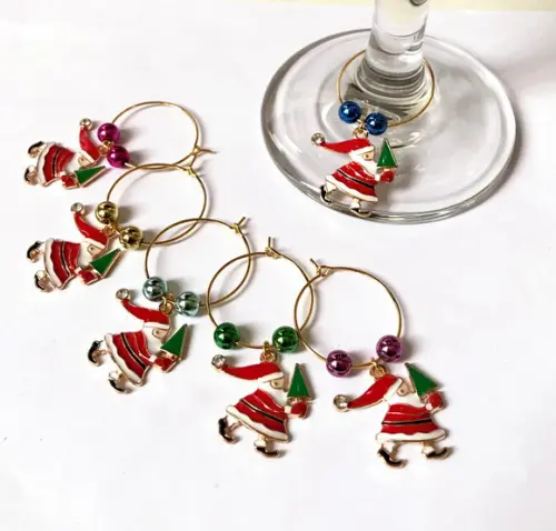 Marcadores de Taça Esmaltado Noel- com 6 Natal / Ano Novo