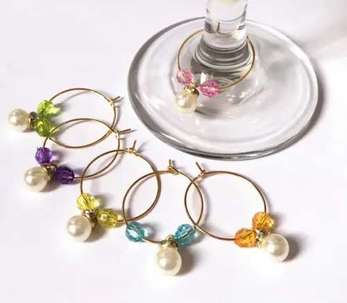 Marcadores de Taça Perolas Abs 8 mm com Strass 6 Aros