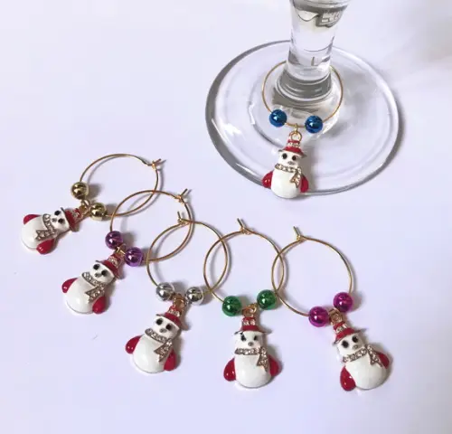 Marcadores de Taça Esmaltado - com 6 Natal / Ano Novo
