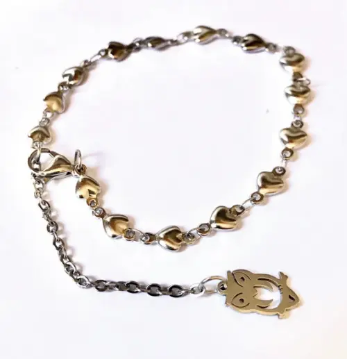 Pulseira Aço Inoxidável com Coruja em Inox