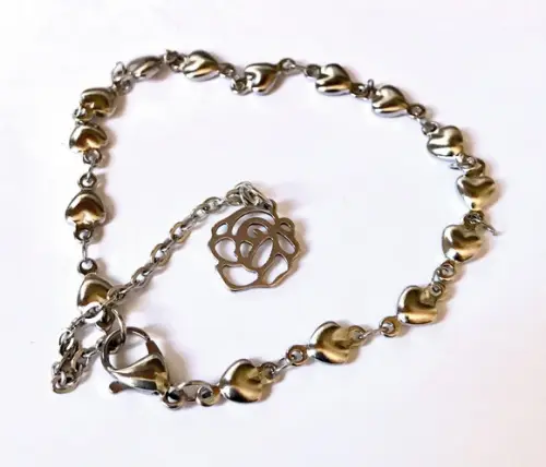 Pulseira Aço Inoxidável com Flor - Florzinha em Inox