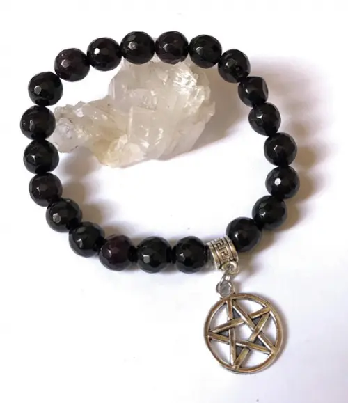 Pulseira Japamala Ametista Black 21 Contas Estrela de David
