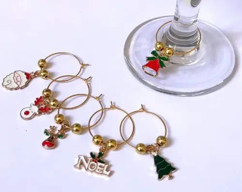 Marcadores de Taça Esmaltado - com 6 Natal / Ano Novo