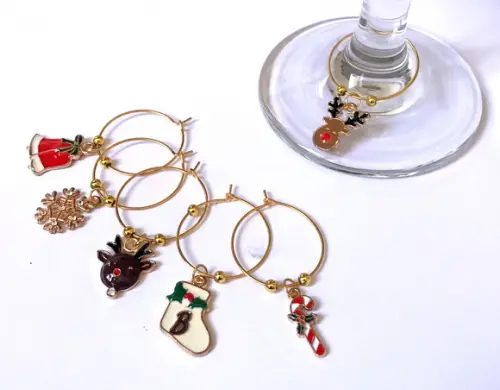 Marcadores de Taça Esmaltado - com 6 Natal / Ano Novo
