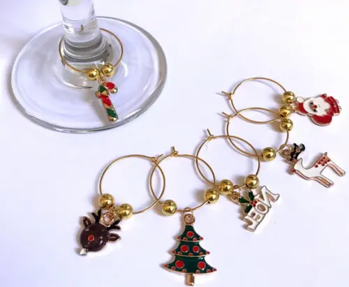 Marcadores de Taça Esmaltado - com 6 Natal / Ano Novo