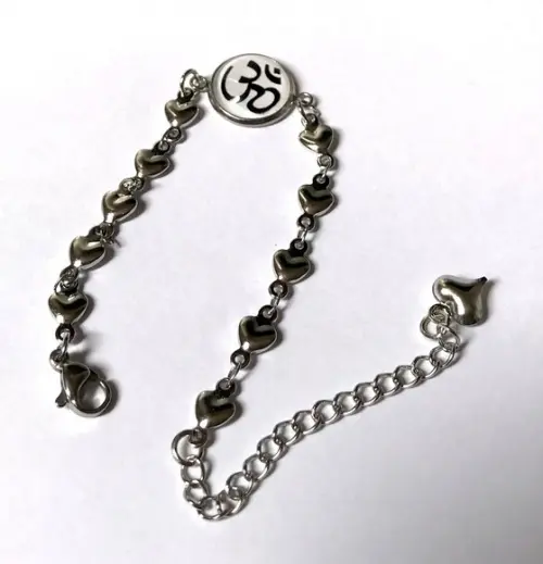 Pulseira Aço Inoxidável Cabochão Simbolo Om ( Yoga) Coração
