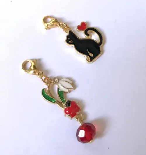 Kit 2 Pingente com Gato para Colar, Pulseira, Tornozeleira