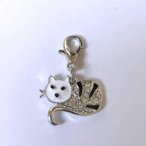 Pingente Gato com Strass para Colar, Pulseira, Tornozeleira