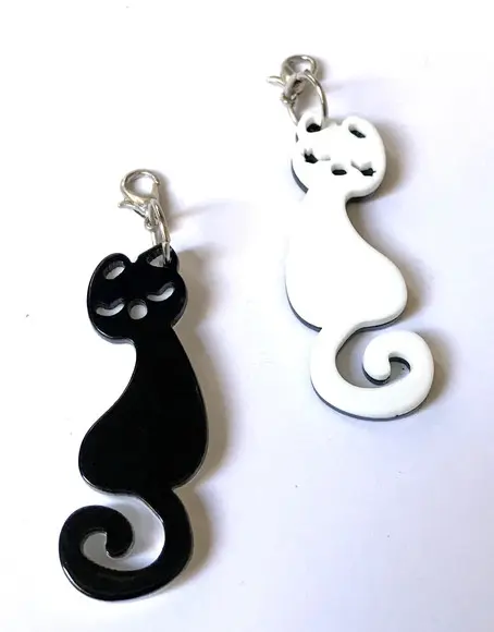 Kit 2 Pingente com Gato para Colar, Pulseira, Tornozeleira