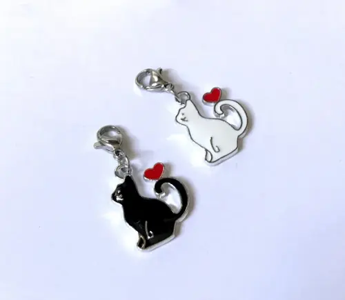 Kit 2 Pingente com Gato para Colar, Pulseira, Tornozeleira
