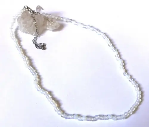 Choker Colar com Opalita Facetada de 4.0 mm e Aço Inox
