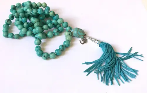 Japamala Colar 108 Contas Açai Azul e Buda Azul