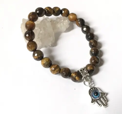Pulseira Japamala Olho de Tigre Facetada 21 Contas