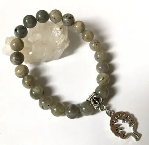 Pulseira Japamala com Labradorita 21 Contas Arvore da Vida