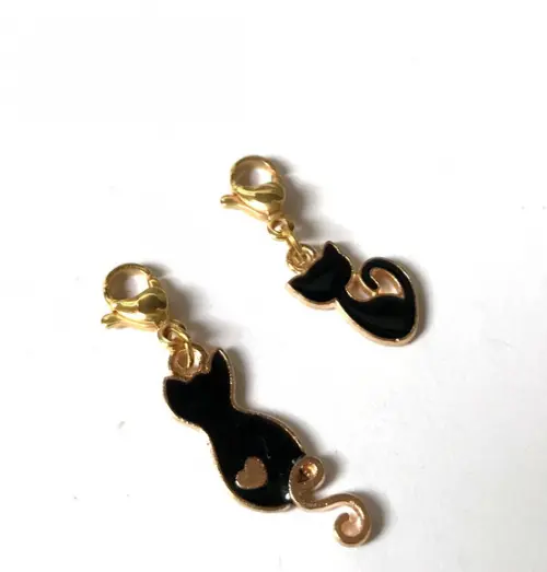 Kit 2 Pingente com Gato para Colar, Pulseira, Tornozeleira