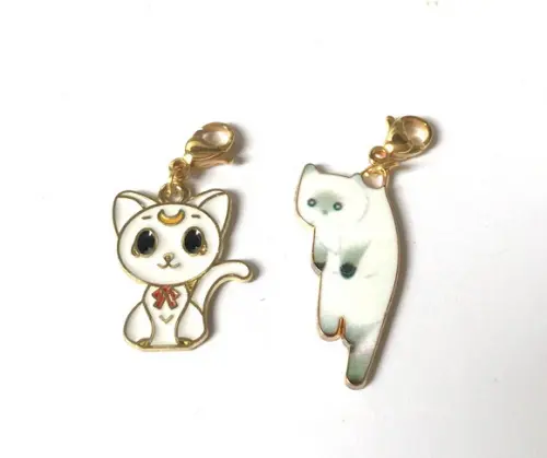 Kit 2 Pingente com Gato para Colar, Pulseira, Tornozeleira