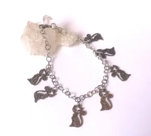Pulseira Aço Inoxidável com Gatos
