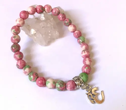 Pulseira Japamala com Jaspe Rosa e Verde 27 Contas