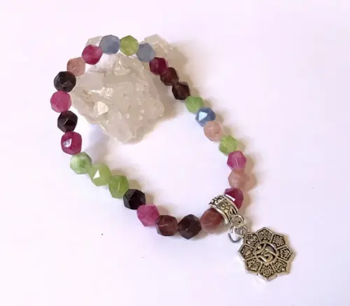 Pulseira Japamala 27 Contas Jade Facetada Mix de Cores