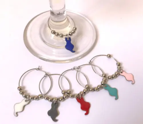 Marcadores de Taça Esmaltado - com 6 / Gatos Colors